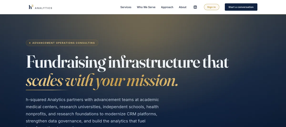 h-squared Analytics, live site