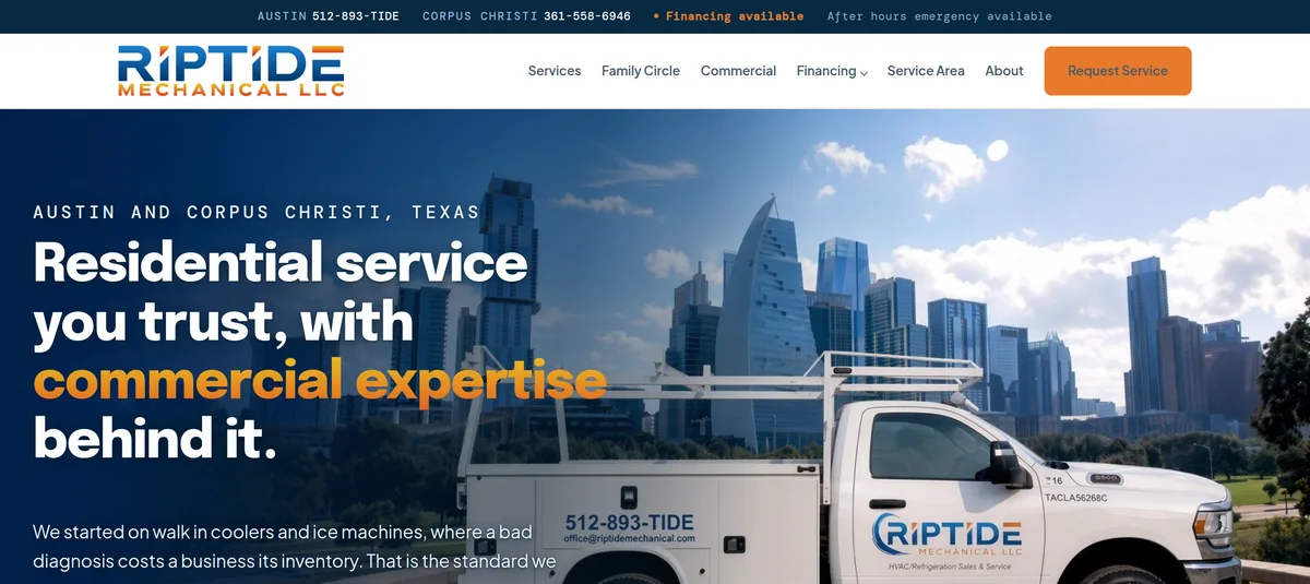 Riptide Mechanical, live site